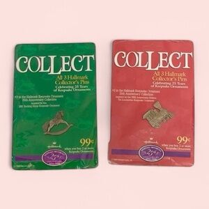 3/$10🎄Hallmark Collector’s Pins Train Rocking Horse 98’ 25th Anniversary Vintage
